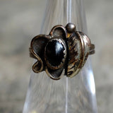 Vintage Sterling Onyx Feather Ring 5