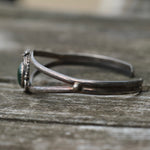 Vintage Sterling Malachite Feather Cuff