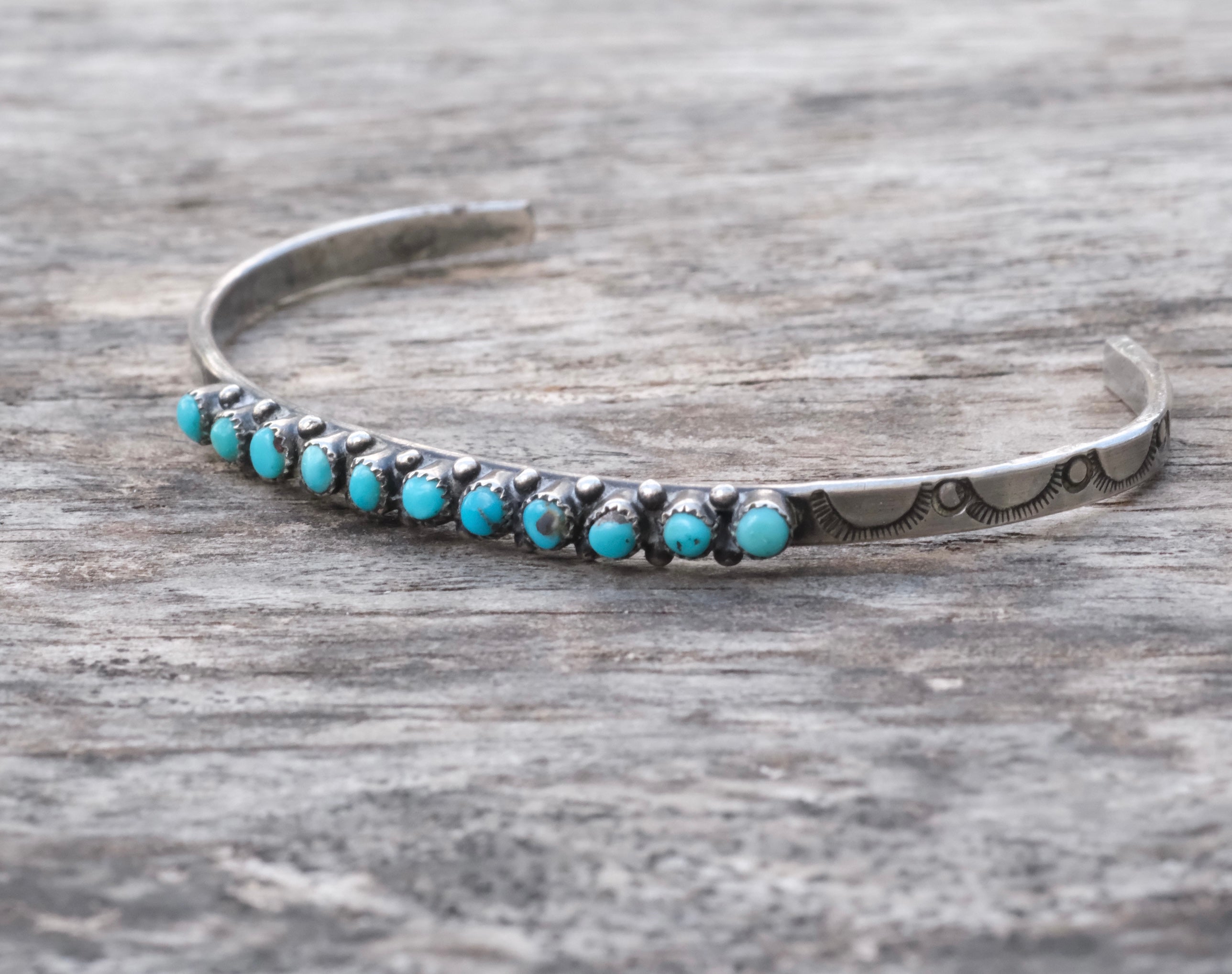 Vintage Sterling Snake Eye Turquoise Cuff Bracelet