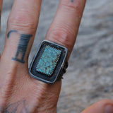 Vintage Sterling Turquoise Ring 10.5