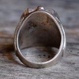 Vintage Sterling Turquoise and Coral Horseshoe Ring 7.25