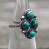 Vintage Sterling Turquoise Cluster Ring 3.5