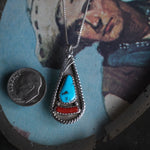 Vintage Sterling Turquoise and Coral Necklace