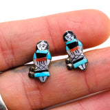 Vintage Sterling Zuni Inlay Stud Earrings