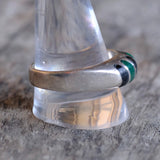 Vintage Sterling Malachite and Onyx Inlay Band 12.5