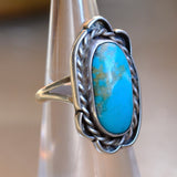 Vintage Sterling Turquoise Roper Ring 4.75