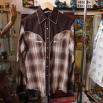 Vintage Kennington Western Pearl Snap Brown Check Long Sleeve Men's Medium