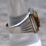 Vintage Sterling Tigers Eye Centurion Ring 9.25