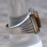 Vintage Sterling Tigers Eye Centurion Ring 9.25