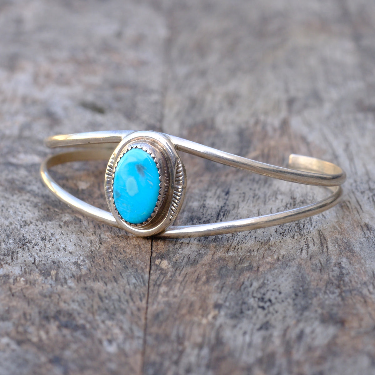 Cuff Vintage Sterling Turquoise Stamped Cuff Bracelet