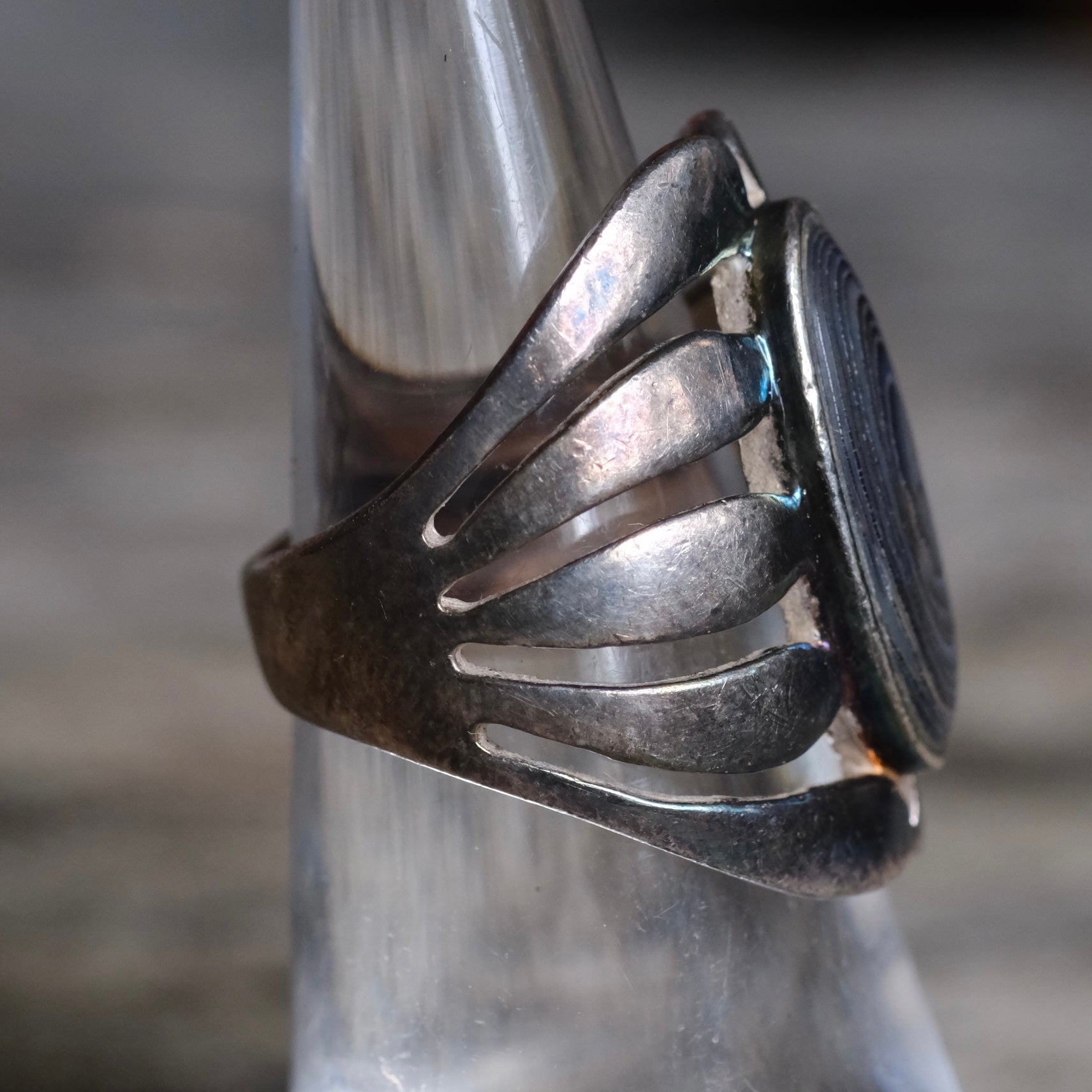 Vintage Sterling Abalone Ring 5.75
