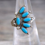 Vintage Sterling Turquoise Cluster Ring 6