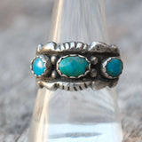 Vintage Sterling 3-Stone Turquoise Ring 9.5