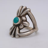 Vintage Sterling Silver Sandcast Turquoise Ring 7.5