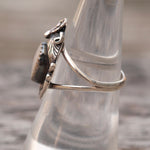 Vintage Sterling Mother Of Pearl Feather Ring 6.75