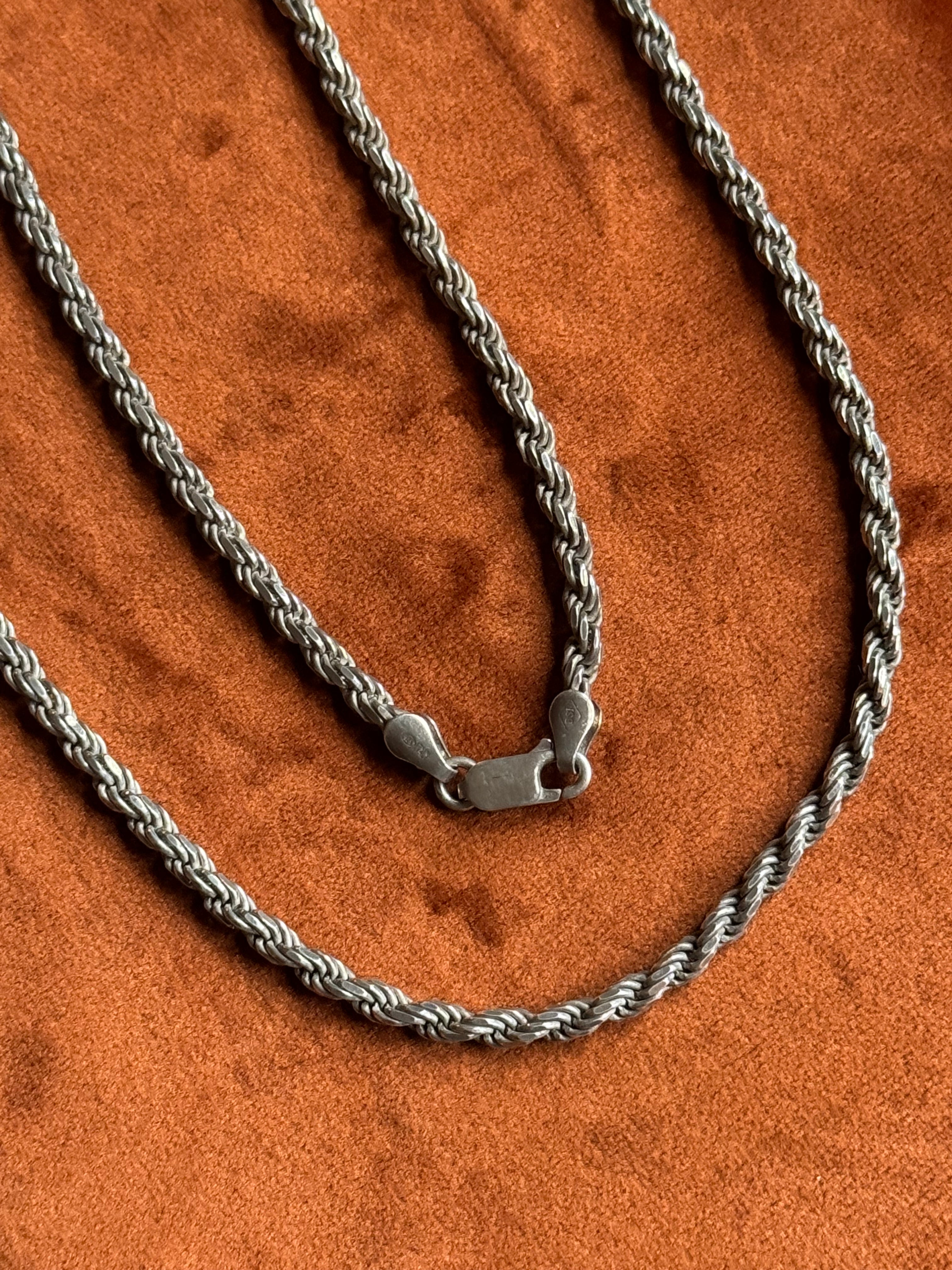 Vintage Sterling Silver 24” Rope Chain