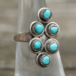 Vintage Sterling Turquoise Cluster Ring 5.5