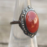 Vintage Sterling Carnelian Cocktail Ring 5.75