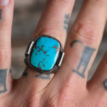 Vintage Sterling Turquoise Signet Ring 8