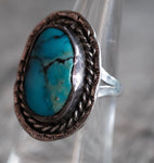 Vintage Sterling Turquoise Roper Ring 7.5