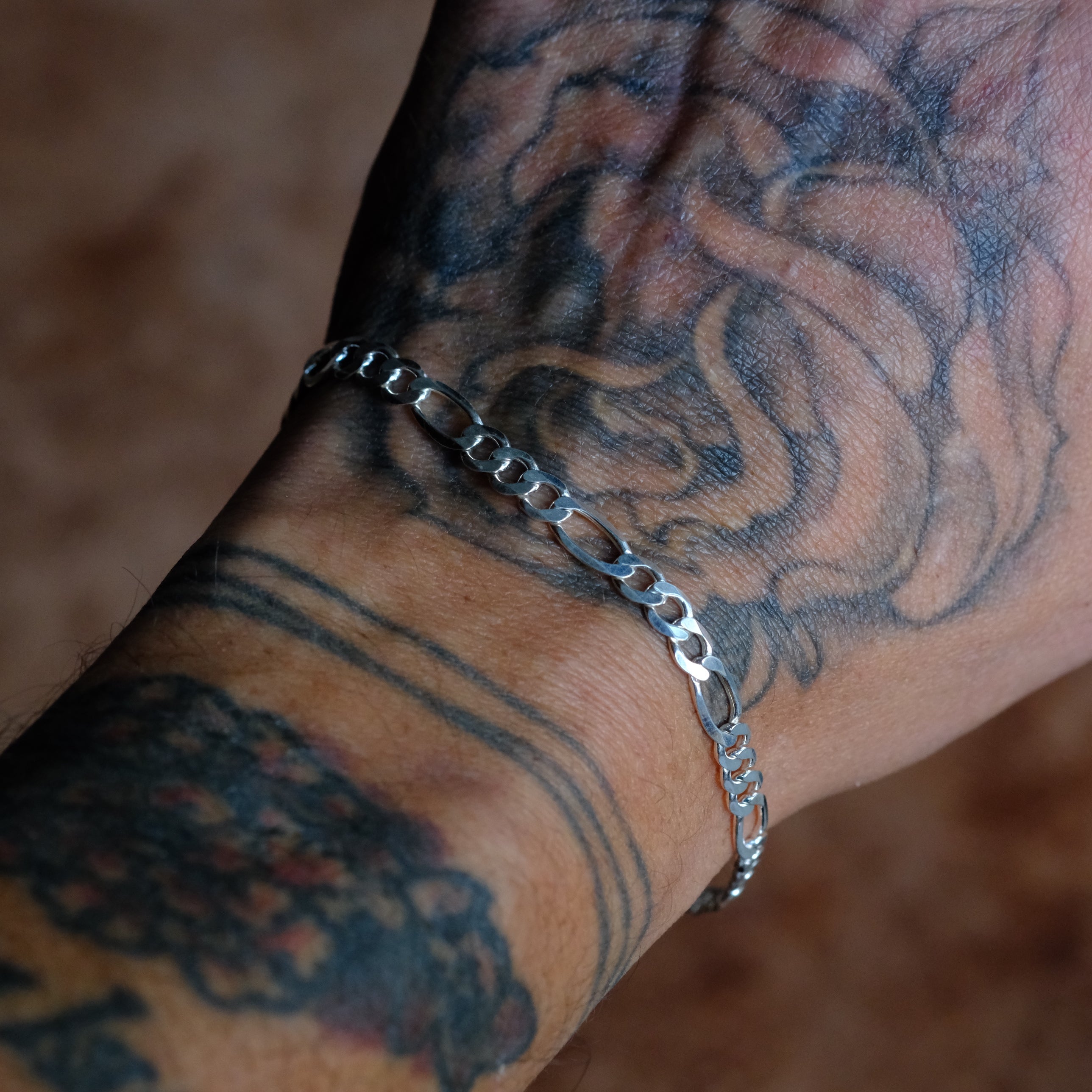 Vintage Sterling Silver Figaro Chain Bracelet