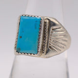 Vintage Sterling Turquoise Stamped Band Ring 8.5