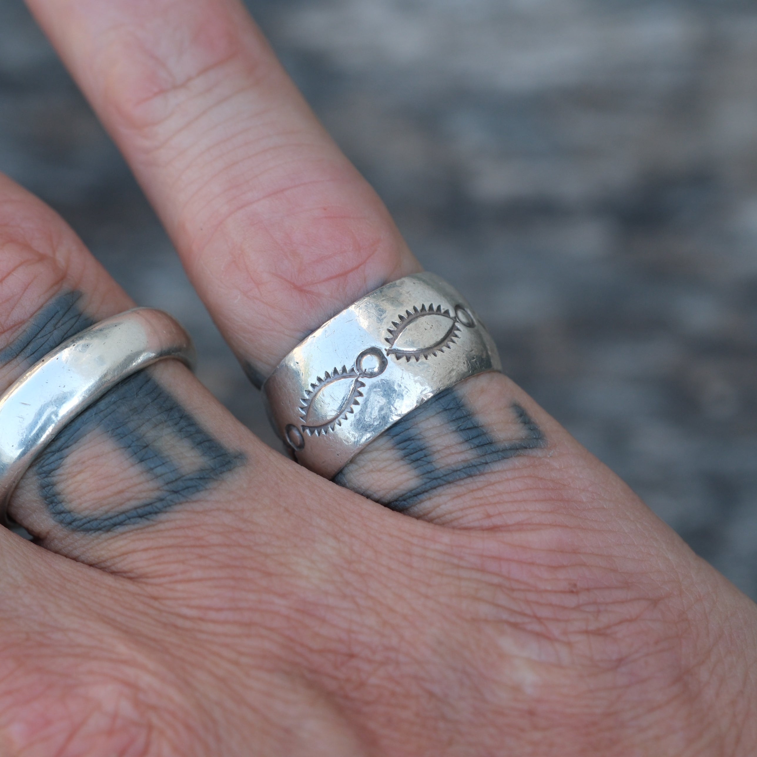 Vintage Sterling Silver Stamped Wide Band Ring 6.25