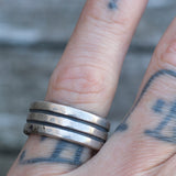 Vintage Sterling Silver Ribbed Band 7.75