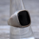 Vintage Sterling Onyx Signet Ring 8.5