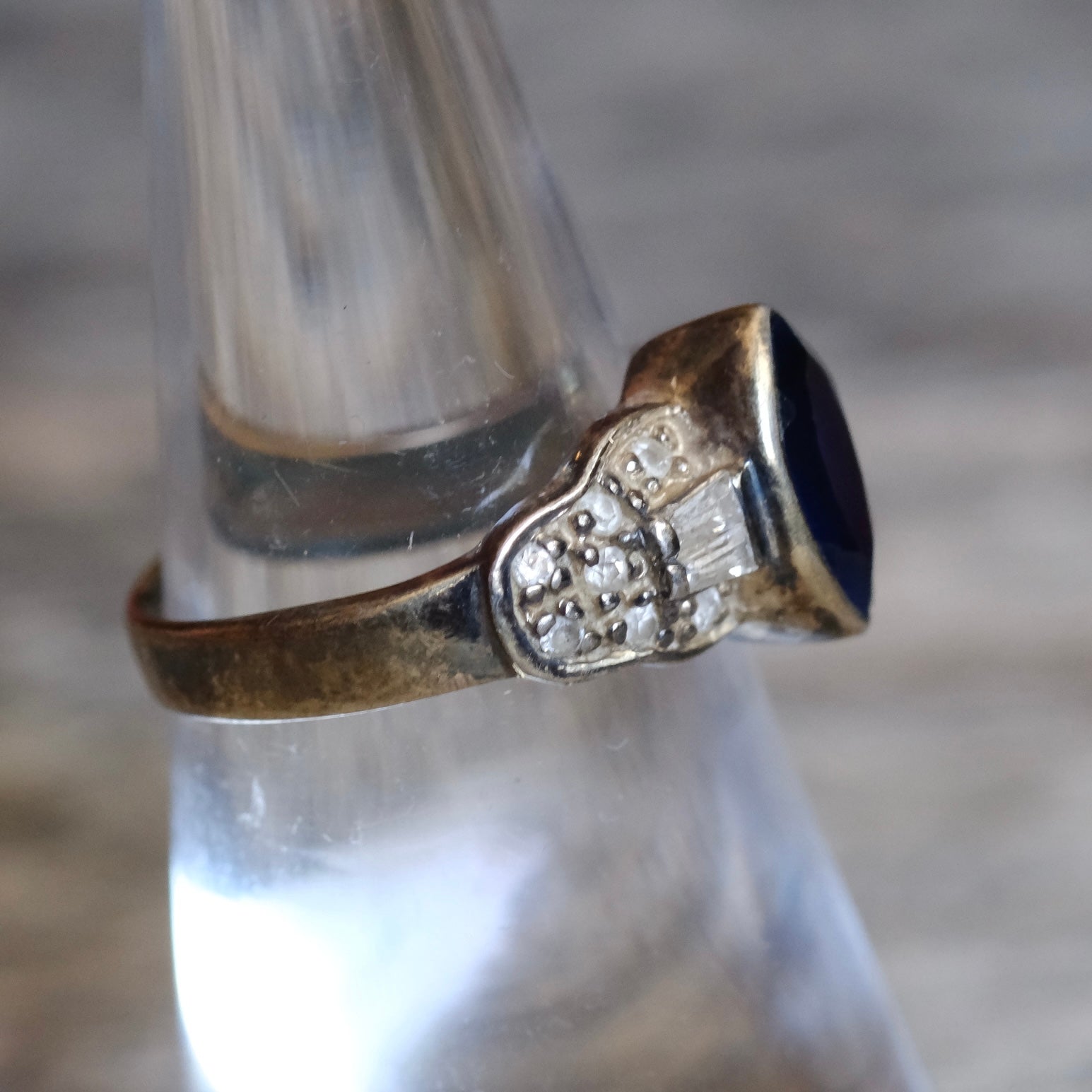 Vintage Sterling Blue Glass Ring 6.25