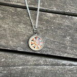 Vintage Sterling Enamel Good Luck Hex Necklace