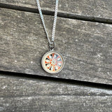 Vintage Sterling Enamel Good Luck Hex Necklace
