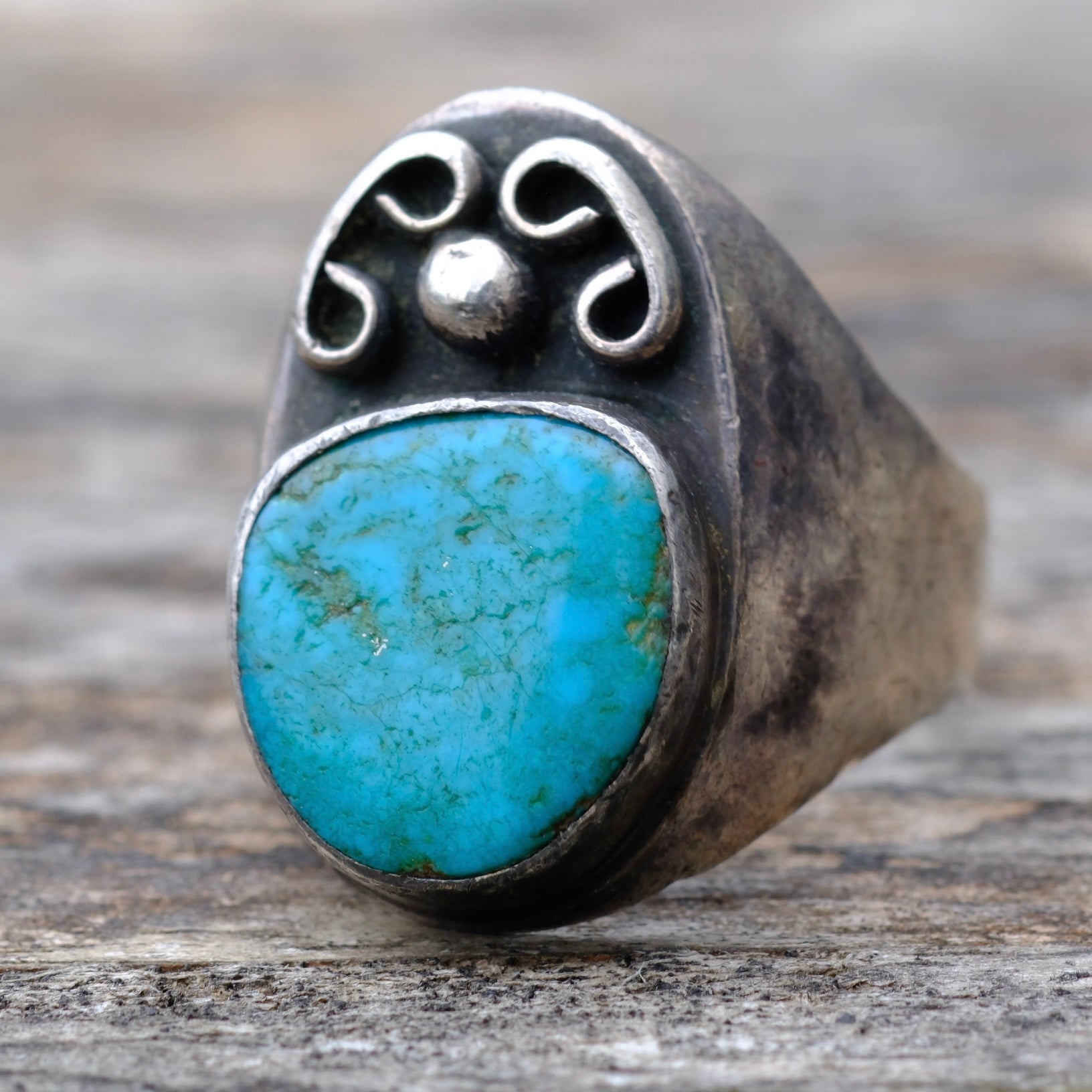 Vintage Sterling Turquoise Ring 10.75