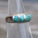 Vintage Sterling Turquoise Inlay Band 6