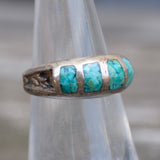 Vintage Sterling Turquoise Inlay Band 6