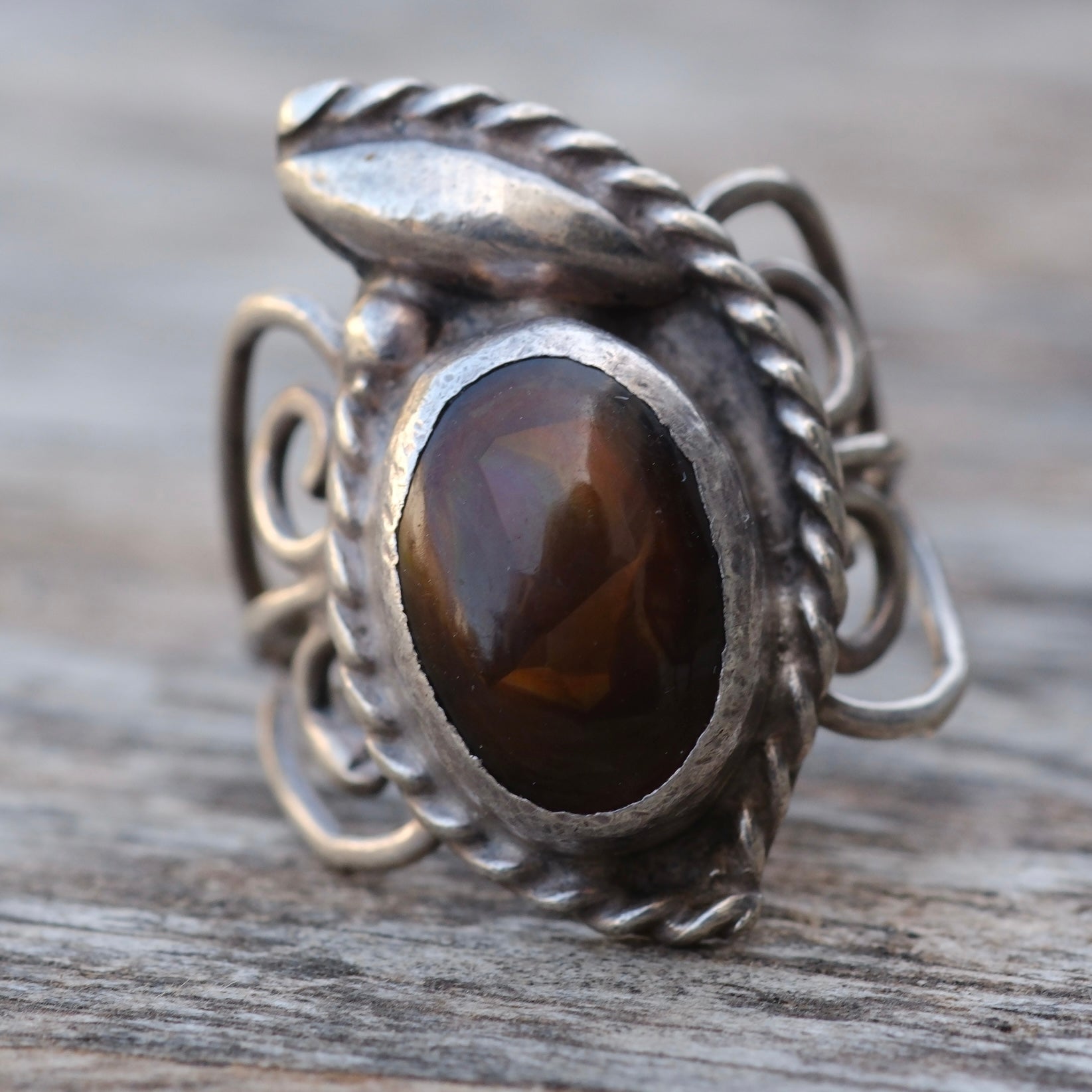 Vintage Sterling Fire Agate Ring 6.75