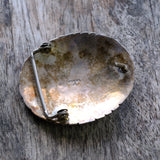 Vintage Sterling Turquoise and Coral Feather Belt Buckle