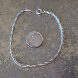 Vintage Sterling Silver Twisted Chain Bracelet 7"