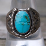 Vintage Sterling Turquoise Horseshoe Ring 10.25