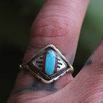 Vintage Sterling Zuni Inlay Band 6.75