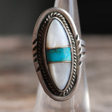 Vintage Sterling Multistone Inlay Ring 5.25