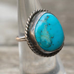Vintage Sterling Turquoise Roper Ring 6
