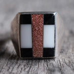 Vintage Sterling Multistone Inlay Ring 11.25