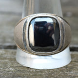 Vintage Sterling Hematite Signet Ring 13.5