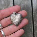 Vintage Sterling Engraved Heart Locket Pendant