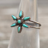 Vintage Sterling Turquoise Cluster Ring 5