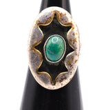 Vintage Sterling Turquoise Shadowbox Ring 4.75