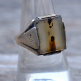 Vintage Sterling Agate Signet Ring 8.75