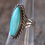 Vintage Sterling Turquoise Roper Ring 5.75