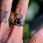 Vintage Sterling Agate Signet Ring 11.75
